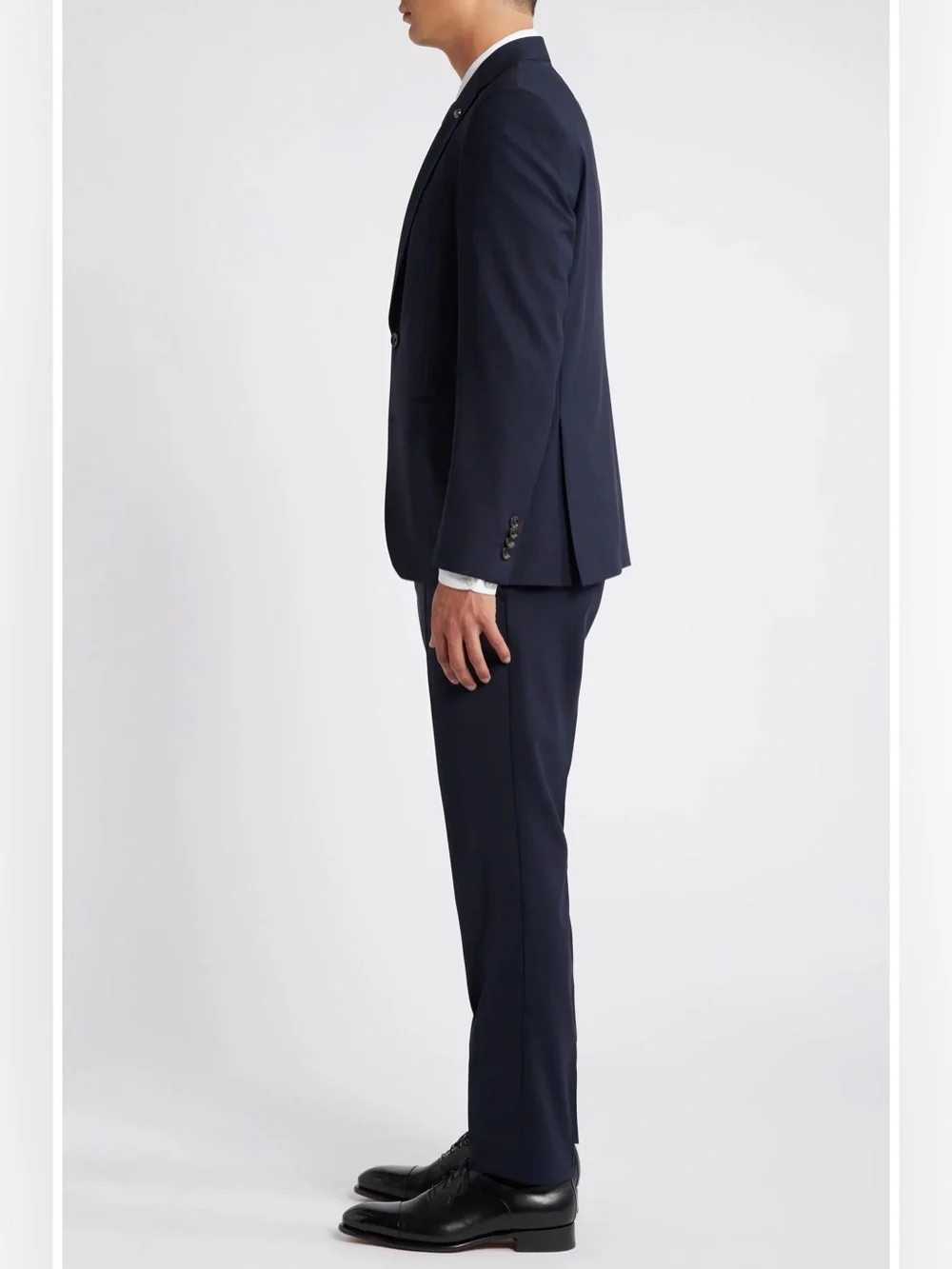Jack Victor Men's Classic Navy Two-Button Wool Suit Jacket - 40R